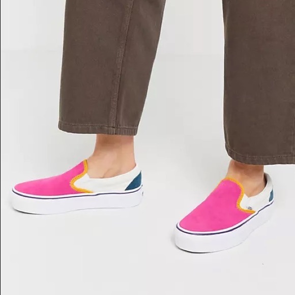 NWOT Vans Classic Slip-On Platform Color Block Sneaker MULTI - SIZE 7.5 - Picture 5 of 7